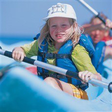 child kayaking in levante
