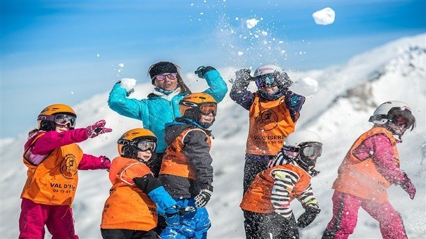 Children playing in the snow.