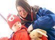 Children with Nanny in snow