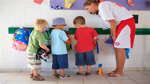 Children getting ready for watersports