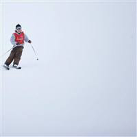 Child skiing  at a intermediate level