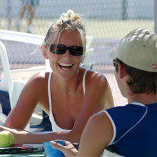 guest playing tennis chatting in lemnos