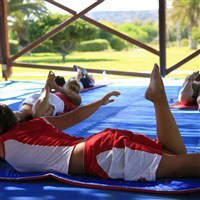 aerobic instructors teaching in action in lakitira 